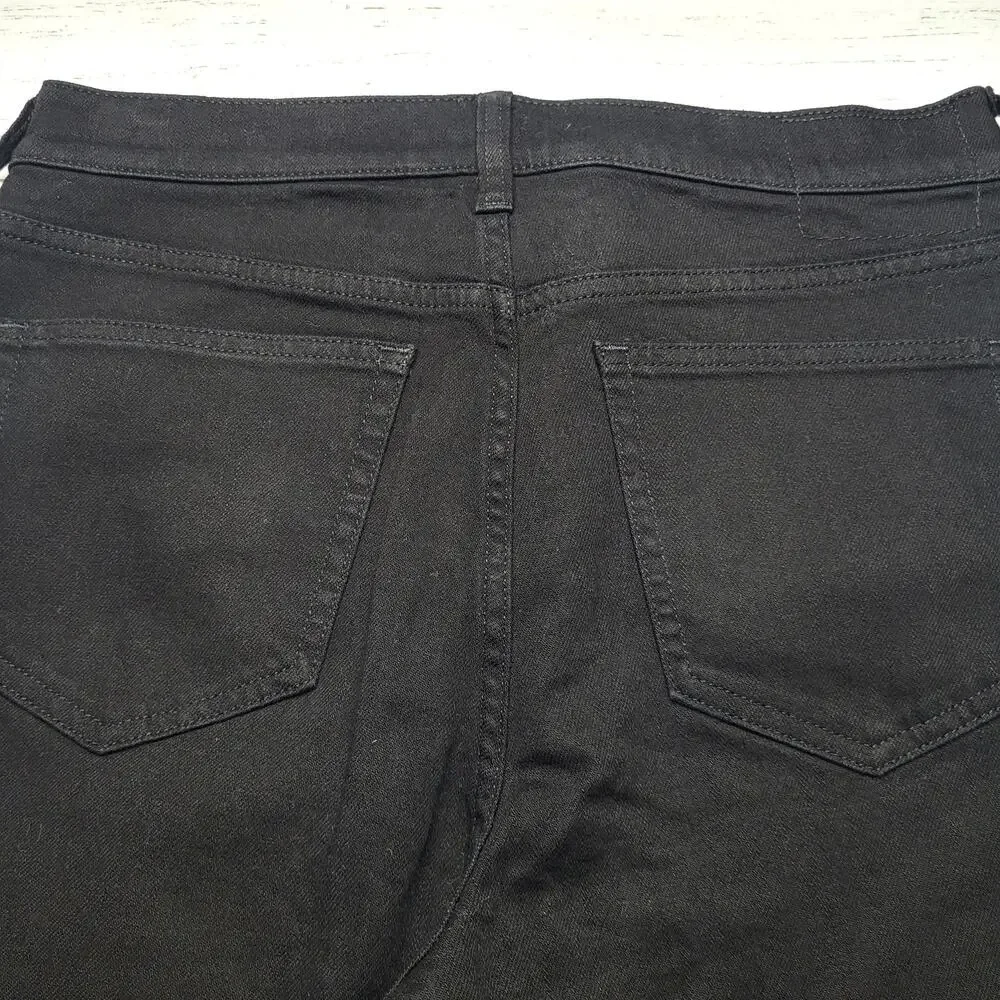J Crew Slim Wide Leg Jeans Black High Rise Semi Stretch Crop Ankle Minimalist 29